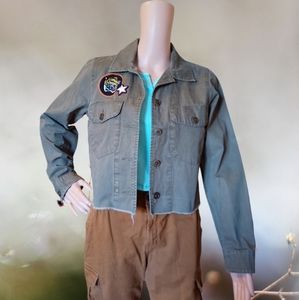 Abercrombie & Fitch Women's Cropped Army Green Jacket